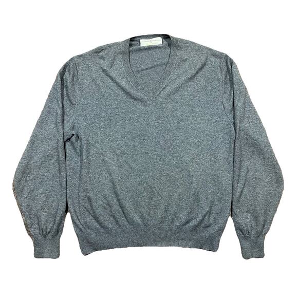 Fairway Greene Cashmere Sweater L Hong Kong Gray 100% Cashmere V Neck - Picture 1 of 9